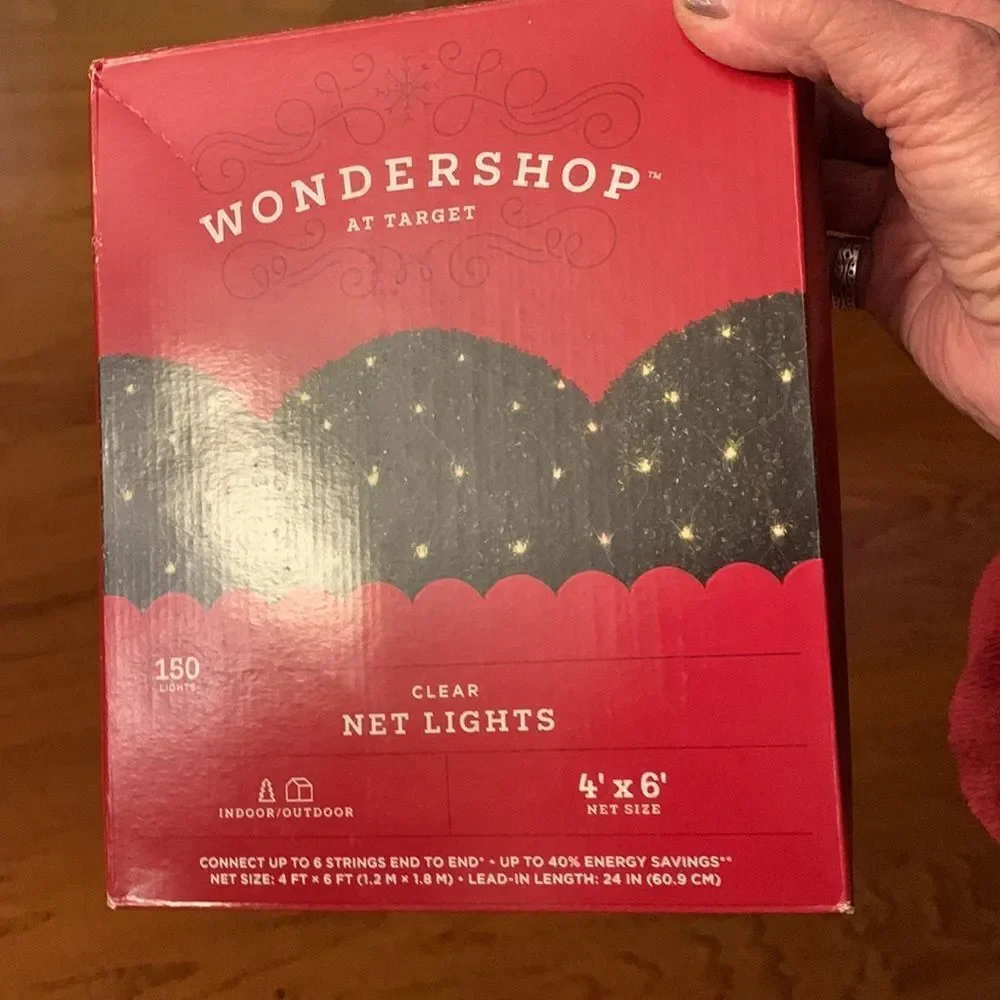 WonderShop indoor/outdoor clear net lights. 150 lights 4’X6’